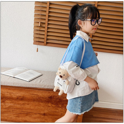 Bear Doll Patched Crossbody Cute Shoulder Bag - White