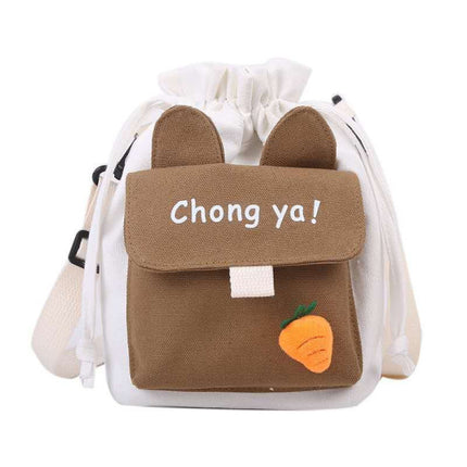 Cute Carrot Crossbody Drawstring Closure Women Shoulder Bag - Brown