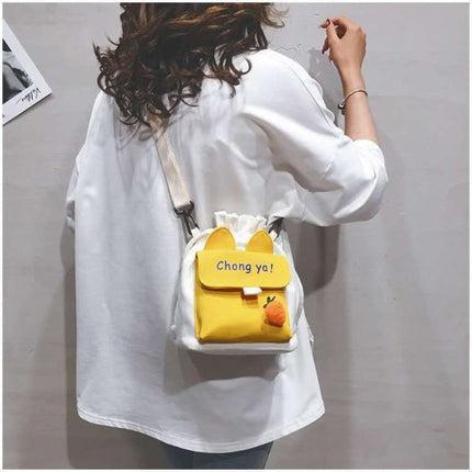 Cute Carrot Crossbody Drawstring Closure Women Shoulder Bag - Yellow