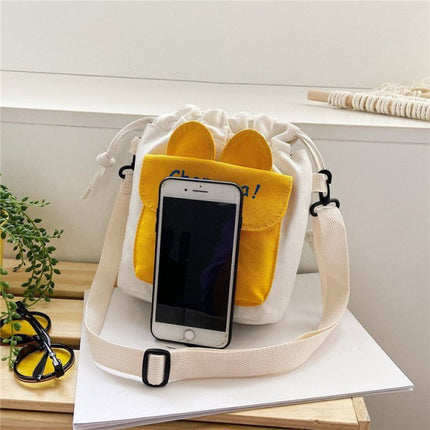 Cute Carrot Crossbody Drawstring Closure Women Shoulder Bag - Yellow