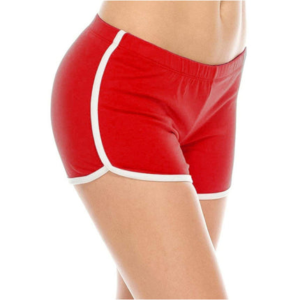 Striped Panel Summer Wear Comfortable Women Shorts - Red