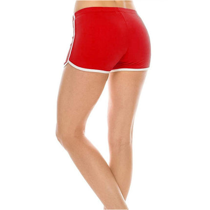 Striped Panel Summer Wear Comfortable Women Shorts - Red