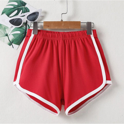 Striped Panel Summer Wear Comfortable Women Shorts - Red