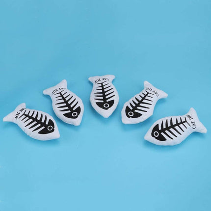 Fish Shape Canvas Pet Interactive Cat Toy - Black &amp; White