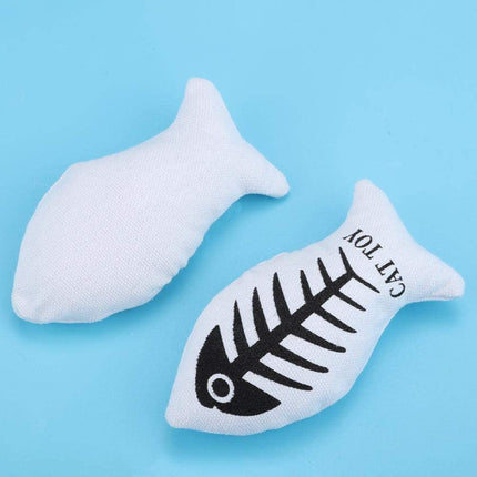 Fish Shape Canvas Pet Interactive Cat Toy - Black &amp; White