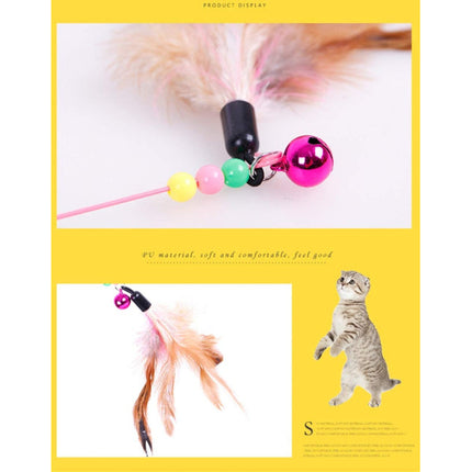 Feather Hanging Cat Pet Teaser Training Stick - Multi Color