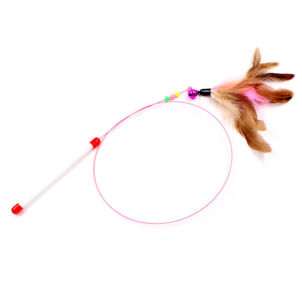 Feather Hanging Cat Pet Teaser Training Stick - Multi Color