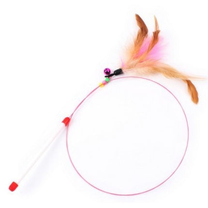 Feather Hanging Cat Pet Teaser Training Stick - Multi Color