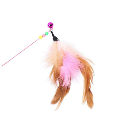 Feather Hanging Cat Pet Teaser Training Stick - Multi Color