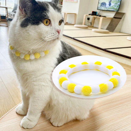 Colorful Canvas Beads Pet Neck Band - Yellow White