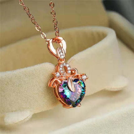 Elegant Shiny Faux Crystals Patched Women Necklace - Rose Gold