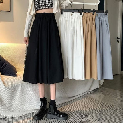 Flawless and Versatile Black A-line Elastic Waist Women's Skirt Fashionable and Comfortable Perfect for Any Occasion