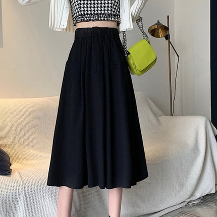 Flawless and Versatile Black A-line Elastic Waist Women's Skirt Fashionable and Comfortable Perfect for Any Occasion