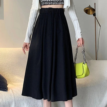 Flawless and Versatile Black A-line Elastic Waist Women's Skirt Fashionable and Comfortable Perfect for Any Occasion