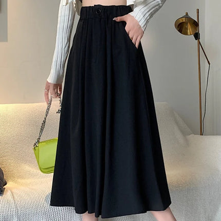 Flawless and Versatile Black A-line Elastic Waist Women's Skirt Fashionable and Comfortable Perfect for Any Occasion