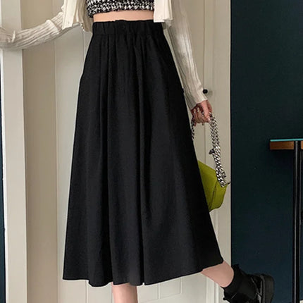 Flawless and Versatile Black A-line Elastic Waist Women's Skirt Fashionable and Comfortable Perfect for Any Occasion