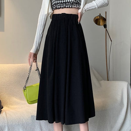 Flawless and Versatile Black A-line Elastic Waist Women's Skirt Fashionable and Comfortable Perfect for Any Occasion