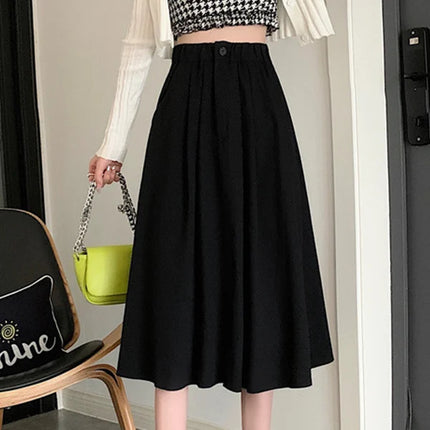 Flawless and Versatile Black A-line Elastic Waist Women's Skirt Fashionable and Comfortable Perfect for Any Occasion