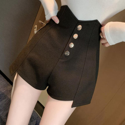 Chic &amp; Comfy Black High Waist Summer Shorts for Women Elastic Waist Straight Fit Solid Color Cotton Blend Perfect for the Season!