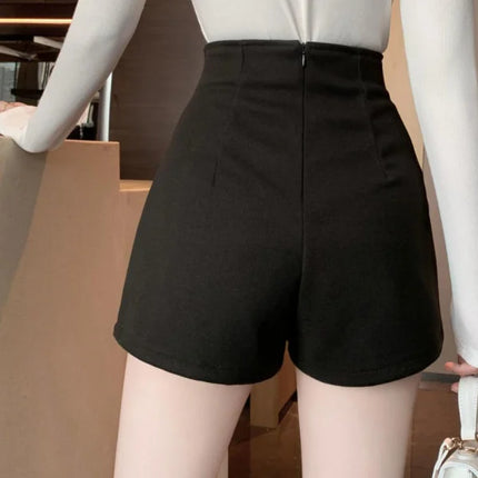 Chic &amp; Comfy Black High Waist Summer Shorts for Women Elastic Waist Straight Fit Solid Color Cotton Blend Perfect for the Season!