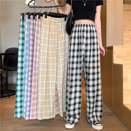 Checkered Print Home Wear Comfy Straight Women Trouser - Black