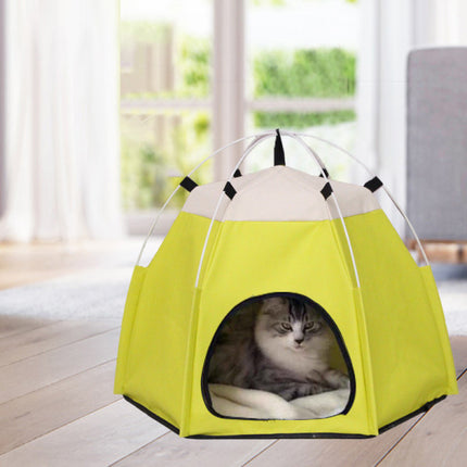 Portable Outdoor And Indoor Easy Folding Pet Tent - Yellow