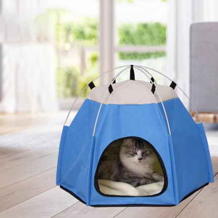 Portable Outdoor And Indoor Easy Folding Pet Tent - Blue