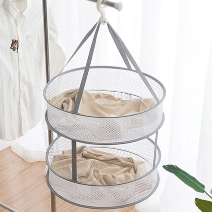 Double Layer Laundry Undergarments Socks Drying Net Basket - MultiColor