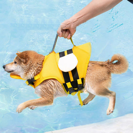 Dog Life Jacket With Rescue Handle For Large Puppy - Yellow