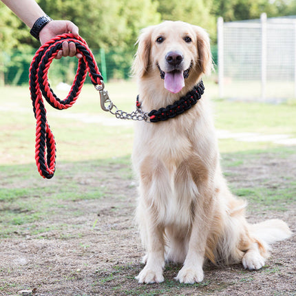 Durable Nylon Dog Collar And Leash Set - Black Red