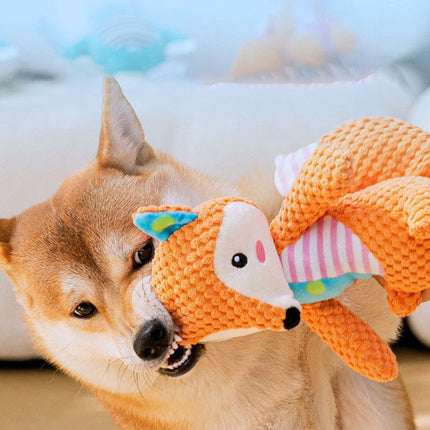 Fox Design Soft Material Animal Sound Toy For Dogs - Multi Color