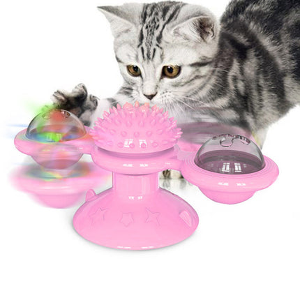 Cat Puzzle Whirling Turntable Toy With Brush - Pink