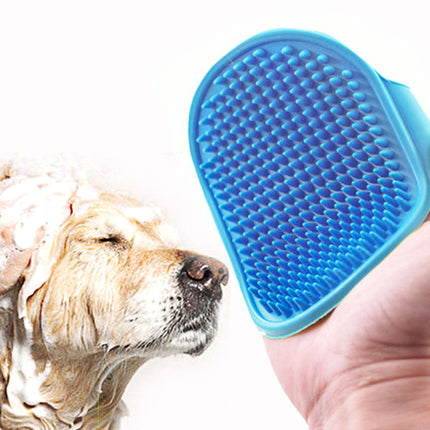 Pet Grooming Wearable Rubber Comb Bath Brush - Blue