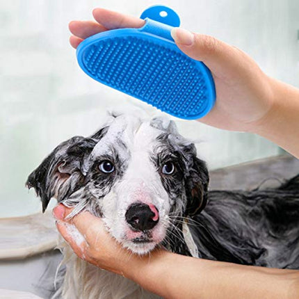 Pet Grooming Wearable Rubber Comb Bath Brush - Blue