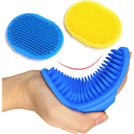 Pet Grooming Wearable Rubber Comb Bath Brush - Blue