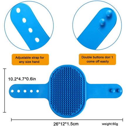 Pet Grooming Wearable Rubber Comb Bath Brush - Blue