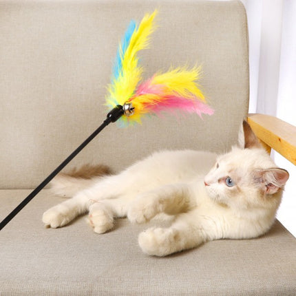 Cat Feather Catching Stick With Small Ring Bell - Black Red