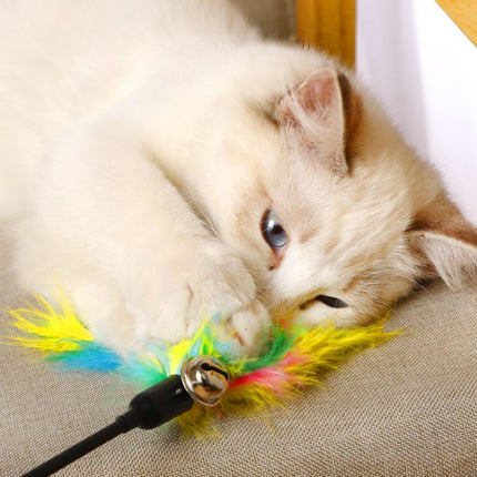 Cat Feather Catching Stick With Small Ring Bell - Black Red