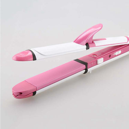 2 In 1 Stylish Multi Use Hair Styling Curler And Straightener Tool - White Pink