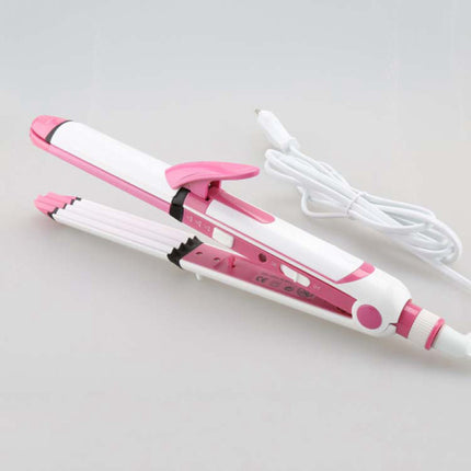 2 In 1 Stylish Multi Use Hair Styling Curler And Straightener Tool - White Pink