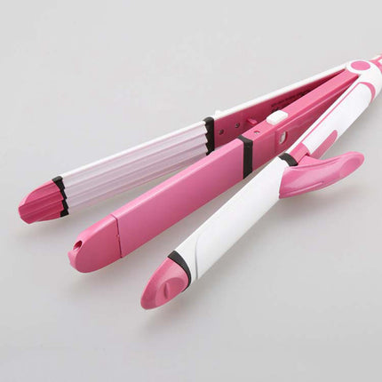 2 In 1 Stylish Multi Use Hair Styling Curler And Straightener Tool - White Pink