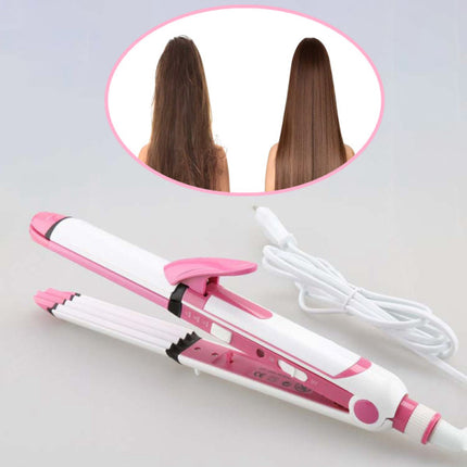 2 In 1 Stylish Multi Use Hair Styling Curler And Straightener Tool - White Pink