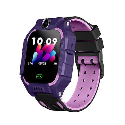 Camera Built-In Touchscreen Sim Calling Children Smart Watch - Black Purple