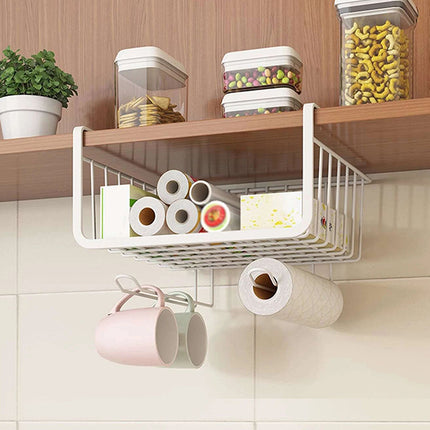 Under Shelf Hanging Extended Storage Rack Basket - White