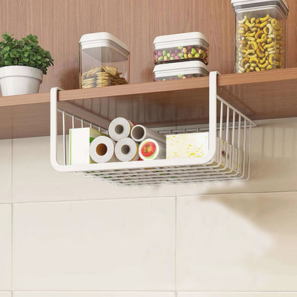 Under Shelf Hanging Extended Storage Rack Basket - White