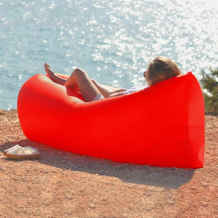 Waterproof Inflatable Camping Airbed Red Polyester Couch for Picnics &amp; Sleeping