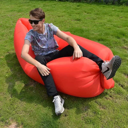 Waterproof Inflatable Camping Airbed Red Polyester Couch for Picnics &amp; Sleeping