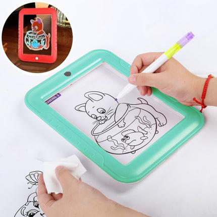 Kids 3D With Lights Magic Art Drawing Writing Board - Sea Green