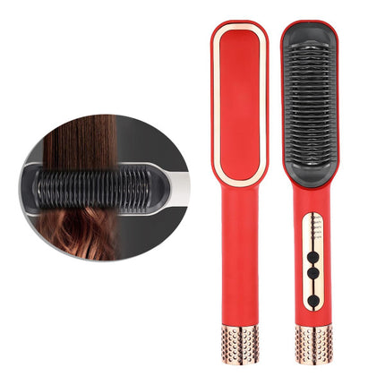 Easy Hot Electric Quick Hair Straightening Comb - Red