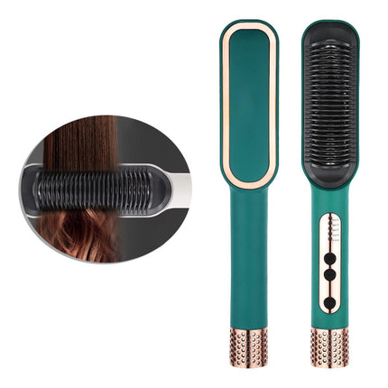 Easy Hot Electric Quick Hair Straightening Comb - Green